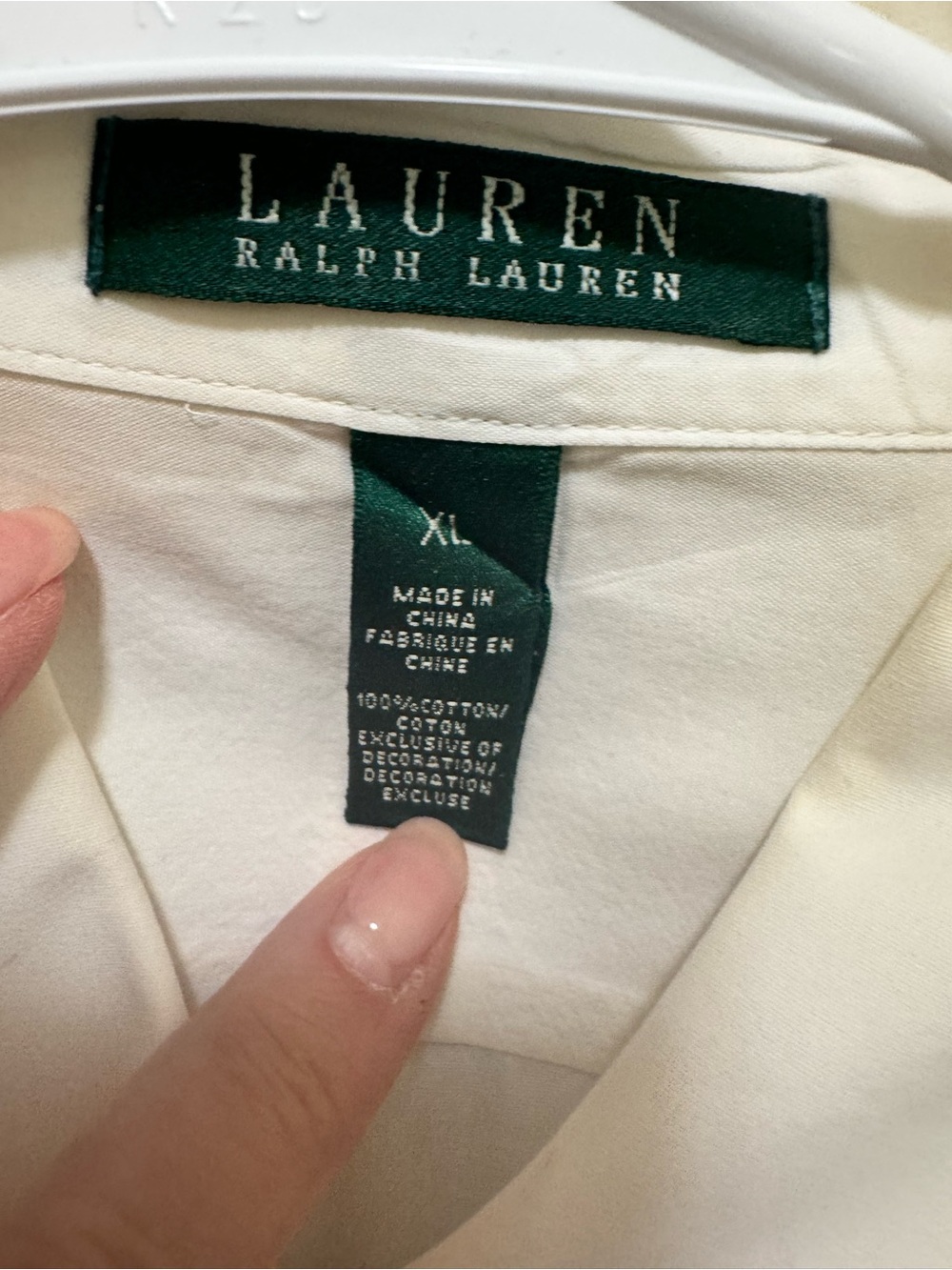 Lauren Ralph Lauren Women's Cream Cotton Blouse